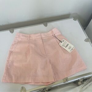 New Zara light pink linen shorts